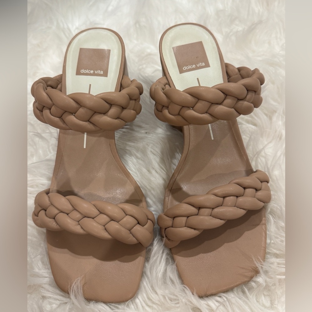 Dolce Vita tan braided heels